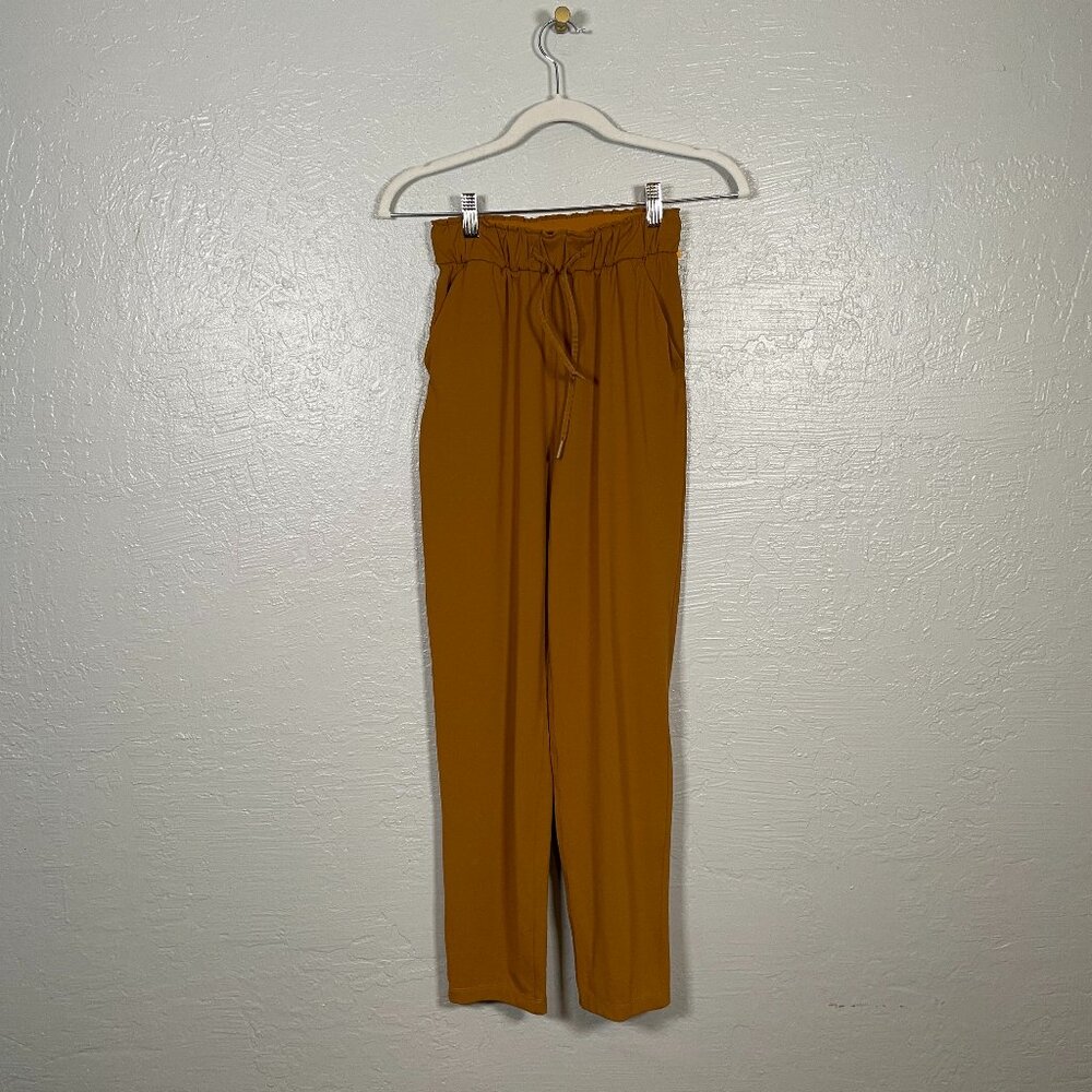 Lululemon Women 2 Yellow Spiced Bronze Keep Moving Pant 7/8 High Rise Pockets